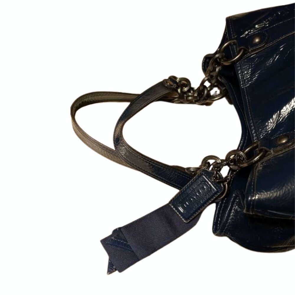 Authentic Coach Poppy Blue Teal Patent Leather Hobo Tote Bag H1169-18717 - Picture 6 of 6